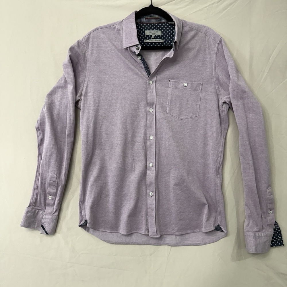 Ted Baker London Shirt Mens Size 4 Large Purple Button Down Long Sleeve